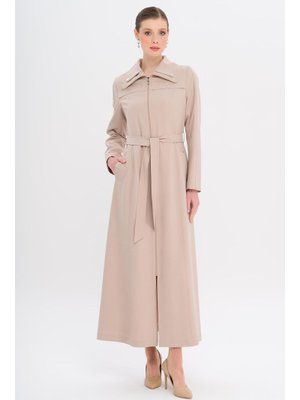 Bej Fermuarlı Metal Aksesuarlı Astarlı Pardesü Bej Fermuarlı Metal Aksesuarlı Astarlı Pardesü