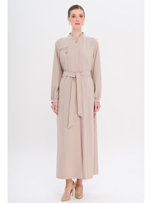 Hakim Yaka Taş Ve Desen Detaylı Astarsız Pardesü