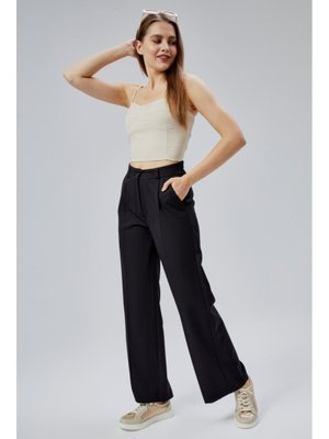 Siyah Beli Lastikli Yazlık Pantolon