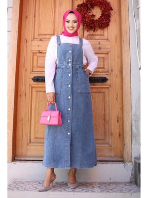 Askılı Denim Salopet