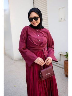 Bordo Önden Bağlamalı Gömlek