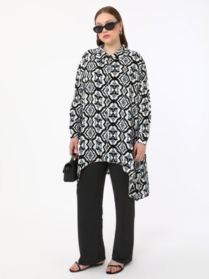 Büyük Beden Tunik Siyah Beyaz