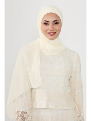 Krem Önü Pileli Tasarım Krep Pratik Şal,ps
