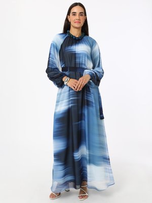 Degrade Desenli Şifon Elbise Mavi