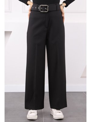 Siyah Bol Paça Kemerli Pantolon Siyah Bol Paça Kemerli Pantolon