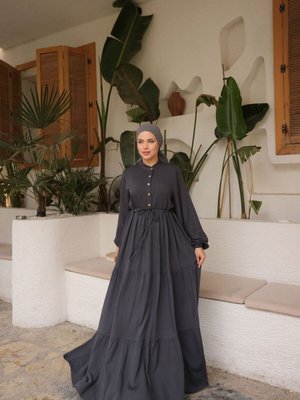 Füme Ankanoor Çingene Bel Bağlamalı Belmando Elbise