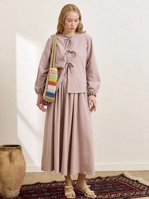 Gül Kurusu Organik Keten Balon Etek