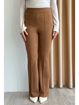 Yüksek Bel İspanyol Paça Kahverengi Palazzo Pantolon Yüksek Bel İspanyol Paça Kahverengi Palazzo Pantolon
