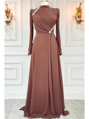 Kahverengi Eflin Abiye Elbise Kahverengi Eflin Abiye Elbise