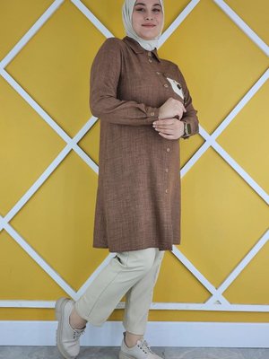 Kahverengi Cep Torba Kombinli Gömlek