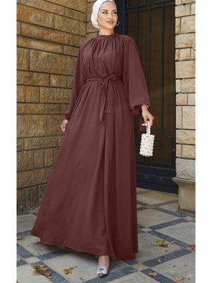 Acı Kahve Ankanoor Kahverengi Büzgü Yaka Salaş Elbise Acı Kahve Ankanoor Kahverengi Büzgü Yaka Salaş Elbise