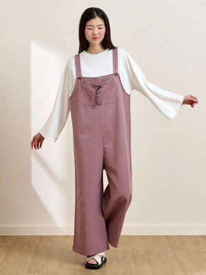 Keten Salopet Tulum & Body Takım Lila Ekru