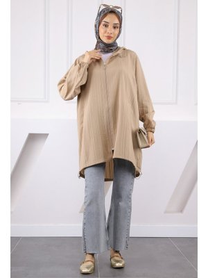 Vizon Kapüşonlu Fermuarlı Kap Vizon Kapüşonlu Fermuarlı Kap