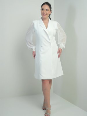 Ekru Büyük Beden Abiye Elbise