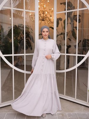 Gri Ankanoor Yarasa Kol Çingene Elbise Gri Ankanoor Yarasa Kol Çingene Elbise