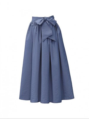 İndigo Uzun Piliseli Kemerli Paraşüt Etek