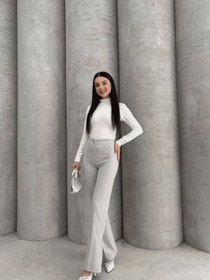 Gri İthal Krep Kumaş Palazzo Pantolon