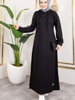 Siyah Arma Detaylı Kapüşonlu Spor Elbise Siyah Arma Detaylı Kapüşonlu Spor Elbise