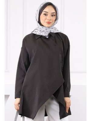 Siyah Yandan Bağlamalı Modal Tunik
