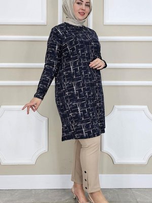 Lacivert Desenli Tunik