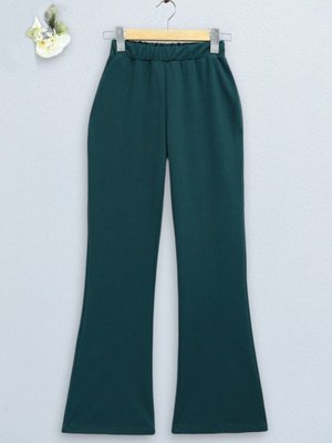 Zümrüt İthal Kumaş İspanyol Paça Pantolon Zümrüt İthal Kumaş İspanyol Paça Pantolon