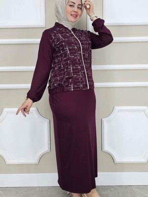 Bordo Desenli İkili Takım