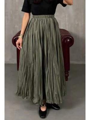 Haki Kraşlı Bohem Etek