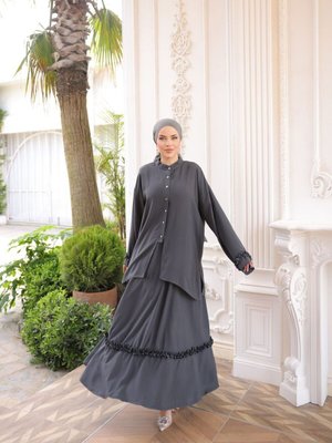 Füme Ankanoor Belmando Kumaş Etekli Takım Füme Ankanoor Belmando Kumaş Etekli Takım