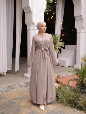 Açık Bej Ankanoor Premium Taşlı Mevlana Ferace