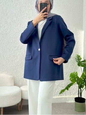 Laci Cepli Tek Düğmeli Likralı Ceket