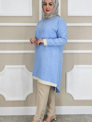 Buz Mavi Kolye Aksesuarlı Tunik Buz Mavi Kolye Aksesuarlı Tunik