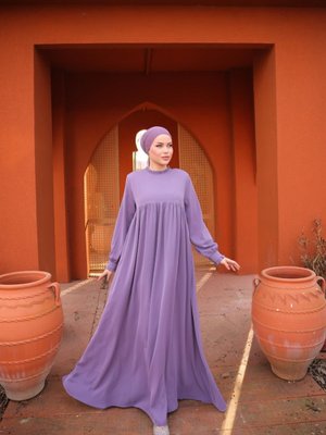 Lila Ankanoor Fırfırlı Robalı Abiye Elbise