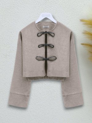 Vizon Önü Bağcıklı Kaşe Ceket