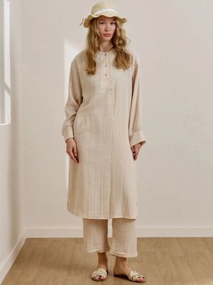 Krem Müslin Uzun Patlı Takım