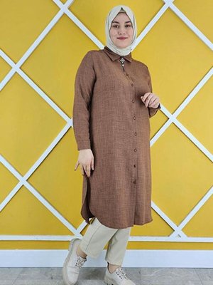 Kahverengi Broşlu Gömlek