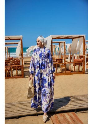 Mor Yaprak Desenli Elbise Mor Yaprak Desenli Elbise