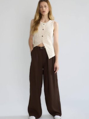 Kahve Kemerli Geniş Paça Pantolon Kahve Kemerli Geniş Paça Pantolon