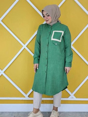 Benetton Kare Kombinli Keten Gömlek Benetton Kare Kombinli Keten Gömlek