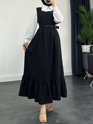 Siyah Top Düğmeli Gömlekli İkili Takım Jile