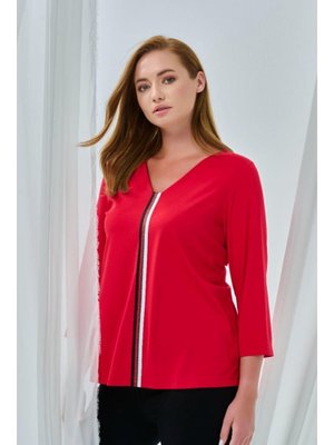 Kırmızı Büyük Beden V Yaka Bluz