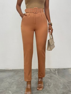 Tarçın Kalın Kemerli Kumaş Pantolon