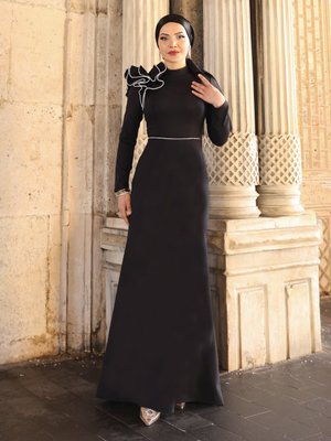 Siyah Gelincik Abiye Elbise