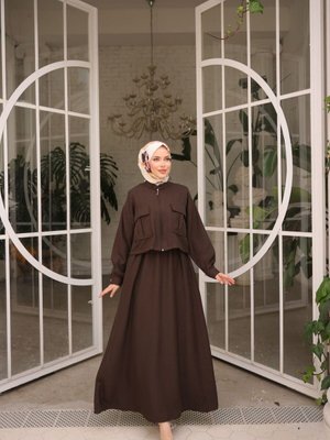 Acı Kahve Keten Ceket İkili Takım Elbise