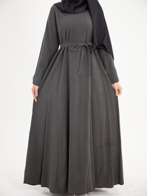 Füme Ankanoor Modal Cupra Yırtmaç Kol Drapeli Elbise