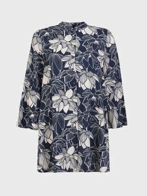 Çiçek Desenli Büyük Beden Tunik Lacivert