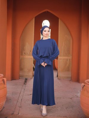 Lacivert Ankanoor Piliseli Etekli Takım