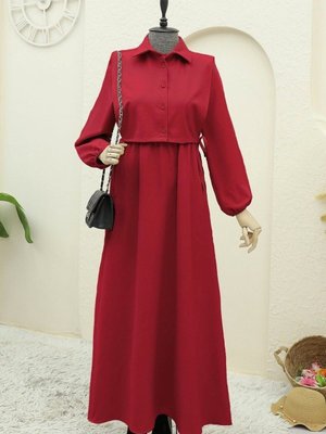 Kırmızı Üstü Gömlek Detaylı İkili Takım Elbise Kırmızı Üstü Gömlek Detaylı İkili Takım Elbise