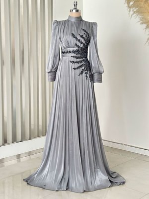 Antrasit Astoria Abiye Elbise