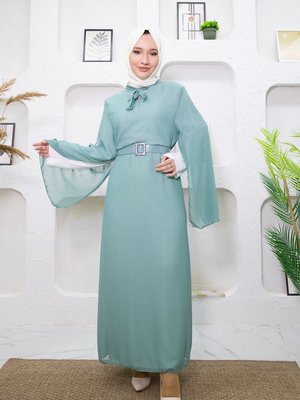 Mint Yarasa Kol Abiye Elbise