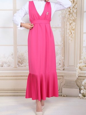 Fuşya Eteği Piliseli Kuşaklı Jile Fuşya Eteği Piliseli Kuşaklı Jile